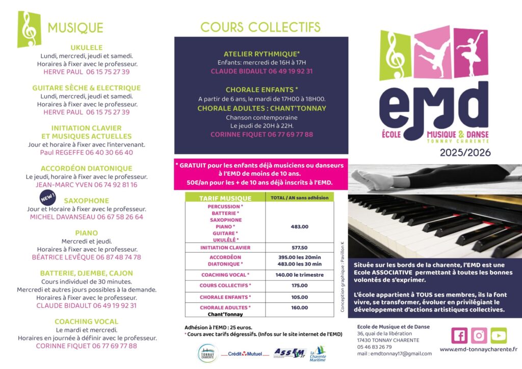 plaquette EMD tonnay charente 2025 2026