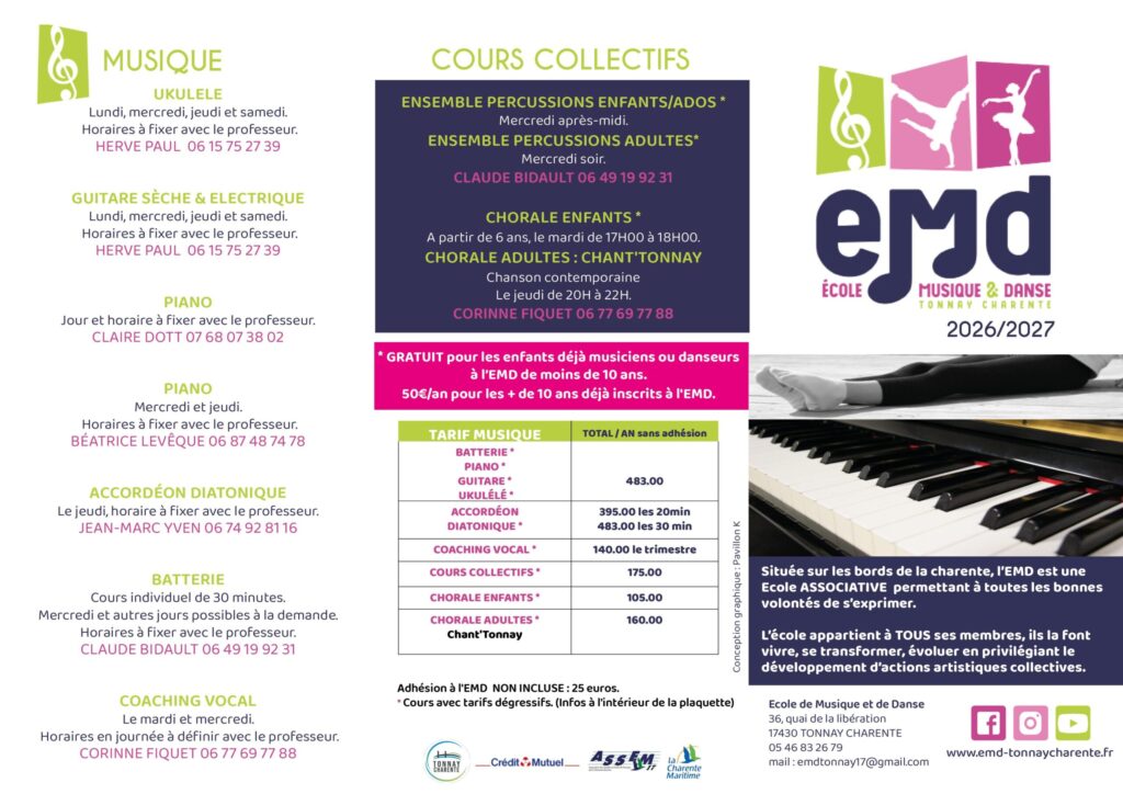 cours danse et musique tonnay charente